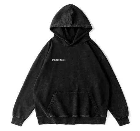 BLACK WASHED VXNTAGE HOODIE